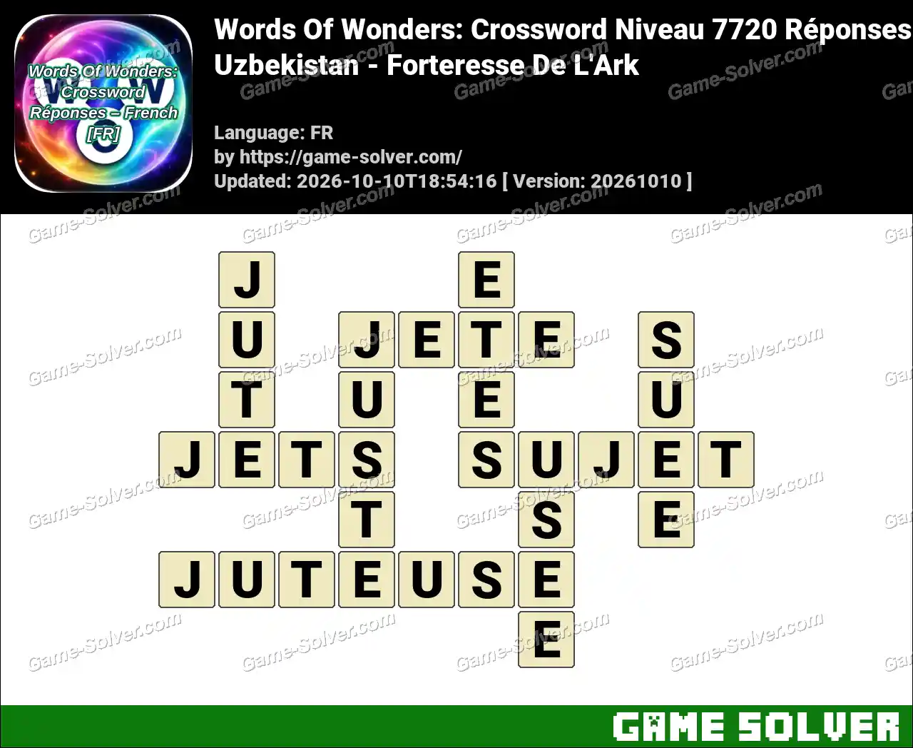 Words Of Wonders: Crossword Niveau 7720 Réponses – Uzbekistan – Forteresse De L’Ark